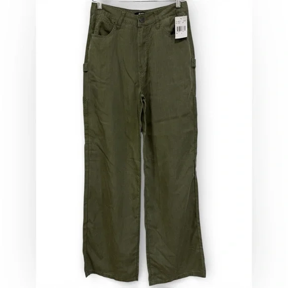 KUT from The Kloth Womens Sienna Super Wide Leg in Olive Carpenter Pants Size 0 - Picture 3 of 11